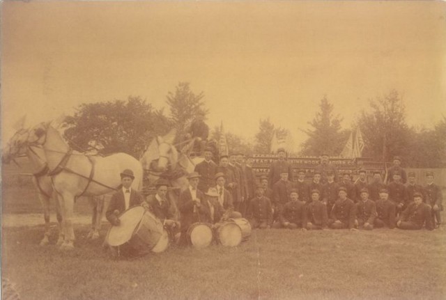 First Ladder wagon, with horses and members